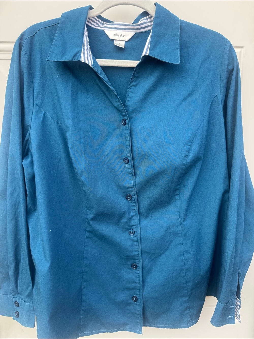 CJ Banks Teal Blue Button-Up